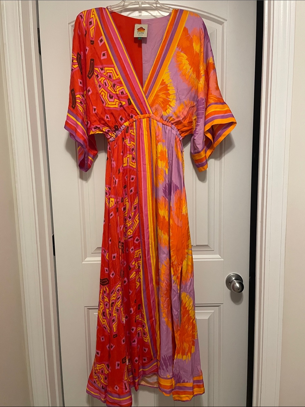 FARM Rio Red, Orange & Purple Printed Maxi Dress - Picture 1 of 8